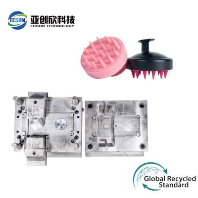 China Cepillo de lavado de cabello circular de silicona con herramientas de molde de inyección de plástico personalizado en venta