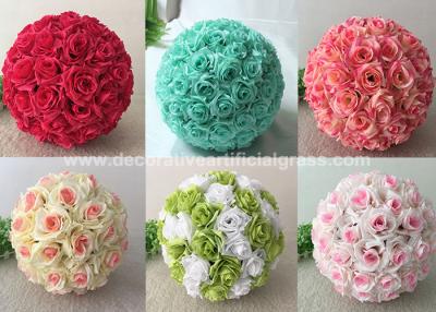 China 8'' Fake Flower Balls Silk Fabric Hanging Kissing Ball Flowers for sale