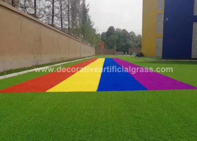 China Colorful Rainbow Artificial Grass Turf 30mm For Kindergarten School Playground for sale