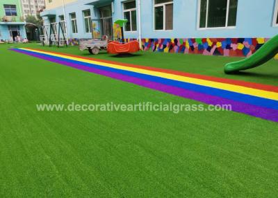 China 14000D Colored Artificia Synthetic Grass Lawn 30mm For Kindergarten Rainbow for sale