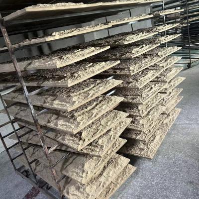 China Dark Grey PU Polyurethane Faux Mushroom Stone Wall Panel Lightweight for sale