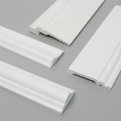 China PVC PS Decorative Skirting Board White Flooring Wood Design Wall Baseboard 2.8m for sale