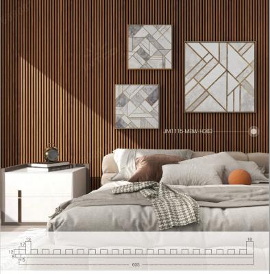 China Panel de pared wpc Akoestische Panelen Panel de listones de madera para decoración del hogar en venta