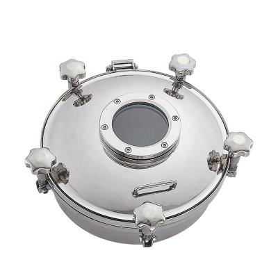 China Sanitary SS304 SS316L Stainless Steel Round Pressure Manhole Cover for sale