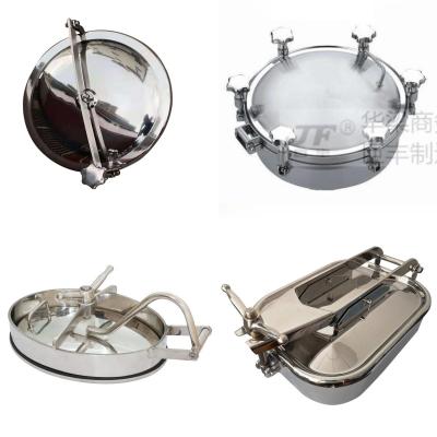 China Hight 90mm-100mm Widely Used Sanitary 304/316L Stainless Steel Circular Manhole Cover for sale