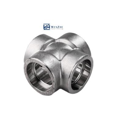 China Silver Stainless Steel 304 316 316L 2000lb 3000lb 6000lb B16.11 Socket Weld Cross for sale