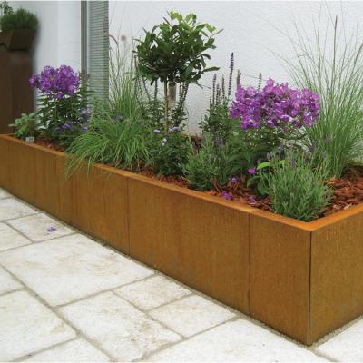 China 600mm 700mm 1000mm Outdoor Rectangular Tin Planter For Tree Planting for sale