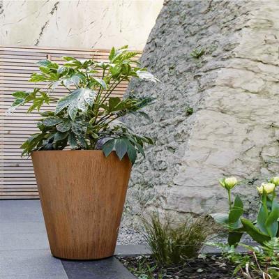 China OEM ODM Outdoor Metal Planter , Rusted Metal Planter Boxes Corten Steel for sale