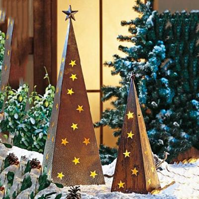 China 500mm Christmas Metal Garden Ornaments Corten Garden Ornaments With LED for sale