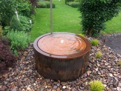 China Dia 600mm Decorative Metal Garden Ornaments Corten Steel Water Table for sale