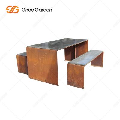 China OEM ODM Welcome Rusty Red Outdoor Metal Furniture Metal Park Bench for sale
