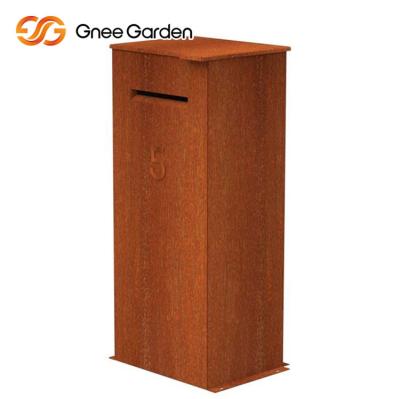 China Corten Steel Rusted Outdoor Metal Furniture Steel Parcel Drop Box Multi Function for sale