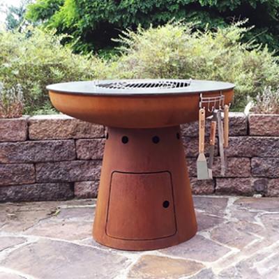China Corten Steel Outdoor Cooking Grills 100cm Corten Steel Fire Pit For Barbecue for sale