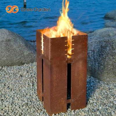 China 1200mm Square Corten Steel BBQ Grill Charcoal Burning Decorative for sale