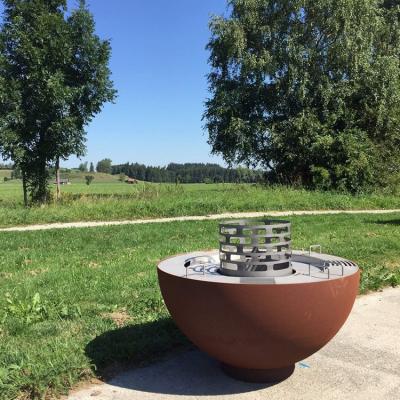 China 1000mm Outdoor Corten Steel Fire Pit BBQ With Customized Grill Ring for sale