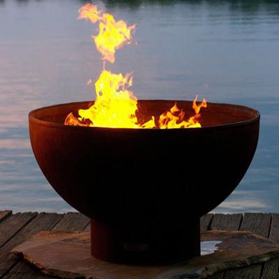 China Wood Burning Corten Steel Round Fire Pit For Outdoor Camping for sale