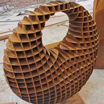 Cina Giardino d'acciaio del metallo di Corten il grande scolpisce con forma tridimensionale del globo in vendita