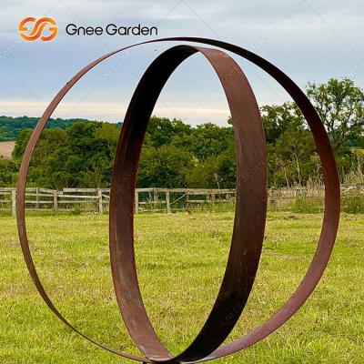 China SGS Certified Rust Corten Steel Rusty Metal Ring Sculpture Outdoor Landscapes for sale