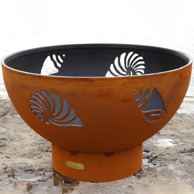 China 36 Inch Pre Rusted Corten Steel Firepits Outdoor With Oxide Patina for sale