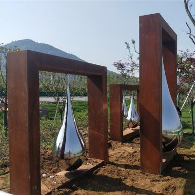 China Corrosion Resistant Corten Steel Sculpture Home Decor Sculpture With Stainless Steel for sale