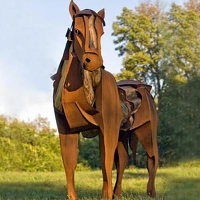 China Customized Size Outdoor Metal Horse Sculpture Weathering Steel for sale
