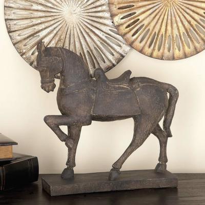 China Office Horse Metal Tabletop Sculptures Cast Iron Statues 15 Inch Height for sale