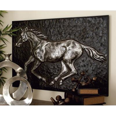 China SGS Certified Muscular Black Stallion Wall Art Cast Iron Elegant for sale
