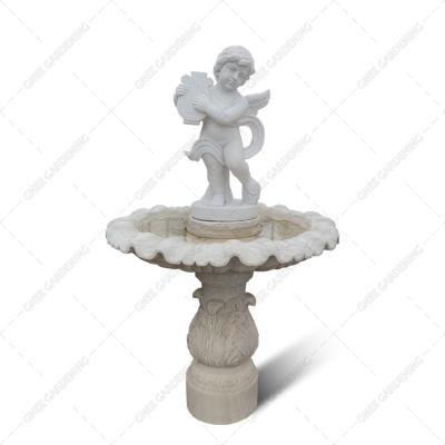 China Life Size Angel White Marble Statue Figurine Fountain Outdoor Garden Carving Stone for sale
