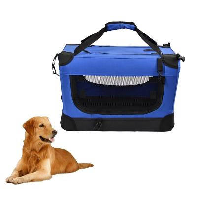China 23.5in Large Foldable Pet Carrier 16.5in Lightweight Collapsible Dog Crate for sale