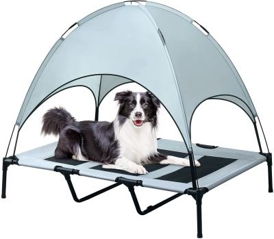 China Indoor and Outdoor Beach Durable Oxford Fabric Elevated Dog Cot with Canopy for sale