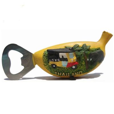 China Resin bottle opener banana shape fridge magnet souvenir for sale