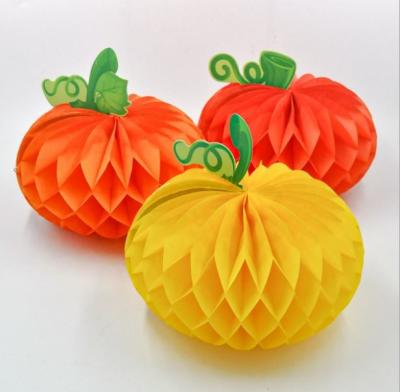 China Colors Pumpkin Paper Honeycomb Halloween Decorations for sale