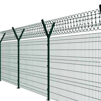 China V Panel Gal PVC Coated Barbed Wire Airport Security Fencing H 2700mm 3200mm for sale