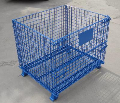 China TLWY Be Reused 50*50mm Foldable Wire Mesh Container Cage With Wheel for sale