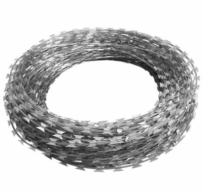 China 450mm Coil Diameter Galvanized Razor Barbed Wire For Mesh Fence for sale