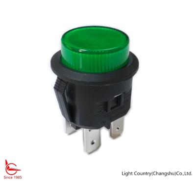 China Factory Illuminated Push Button Switch, Φ20, SPST, ON-OFF, Green Button, 16A 250V for sale