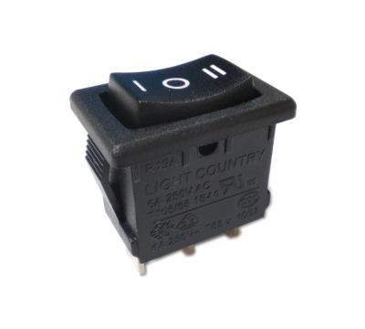 China PA66 Housing Rocker Switch, RA-6, UL VDE, 3 Position ON-OFF-ON, 15A 125V for sale