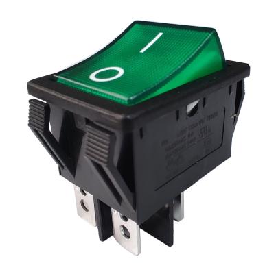 中国 良質R5緑によって照らされるロッカー スイッチ、32*25mm、オンオフ20A 125V 10,000の周期 販売のため
