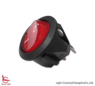 China Taiwan Brand Light Country LED Round Rocker Switch, Red Button, 6A 250V for sale