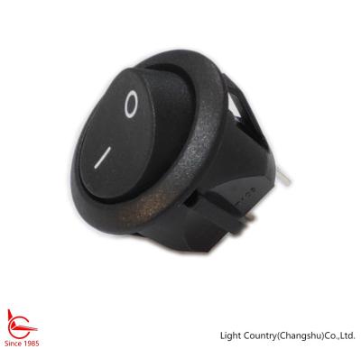 China Light Country SPST Round Rocker Switch, Φ 23mm, ON-OFF, Black, Two terminals. for sale