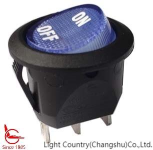 China Lamp Rocker Switch, RC, Round, Blue LED, ON-OFF printed, 3 terminals, 15A 125V. for sale