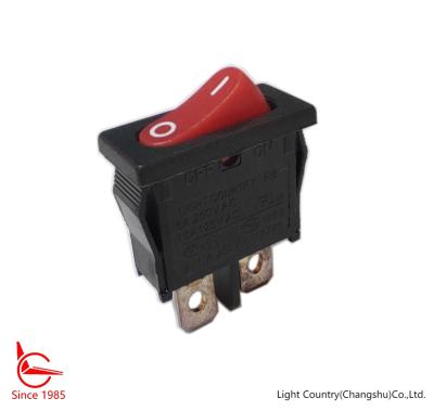China Taiwan Small Momentary Rocker Switch, R6-1, 21*10mm, Red button, SPST, 6A 250V for sale