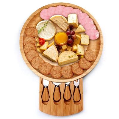 China Bamboo Cheese Board Set Drawer Cheese Board Cutting Board for sale