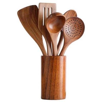China acacia Wooden Cooking Utensil Set Non Toxic Wooden Spatula For Nonstick for sale
