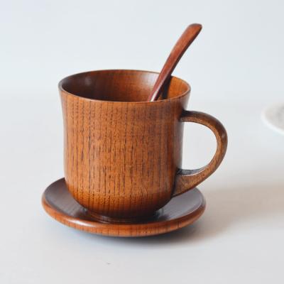 China Japanese Solid Wooden Tea Cup Set Jujube Handcrafted With Handle for sale