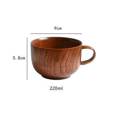 China Chinese Style Burly Wooden Drinking Cups 220ML 350ML With Handle for sale