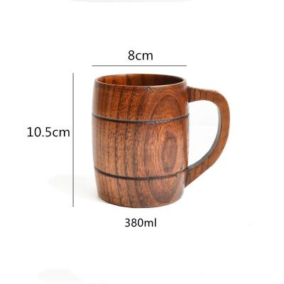 China Wooden Drinking Cups Retro Belly Beer Mugs with handle 6.5cm 8cm Diameter for sale
