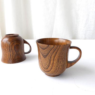 China Solid Wood Retro Coffee Cups Restaurant Insulation Jujube Wooden Tea Mug for sale