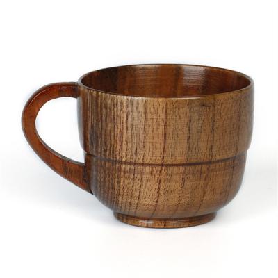 China Handmade Binodal Wooden Drinking Cups Jujube Thermo Coffee Cup With Handle for sale
