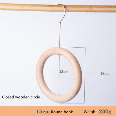 China Multifunctional Wooden Clothes Hanger Unpainted Scarf Ring Hanger for sale